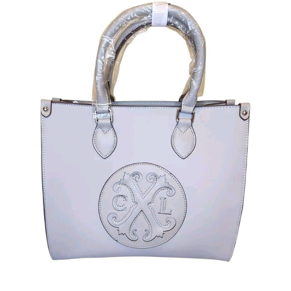 Christian Lacroix Janette Nylon Gray Satchel Purse Handbag With Top Handle